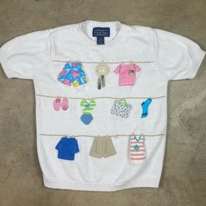 Vintage knit shirt sleeve wearer top